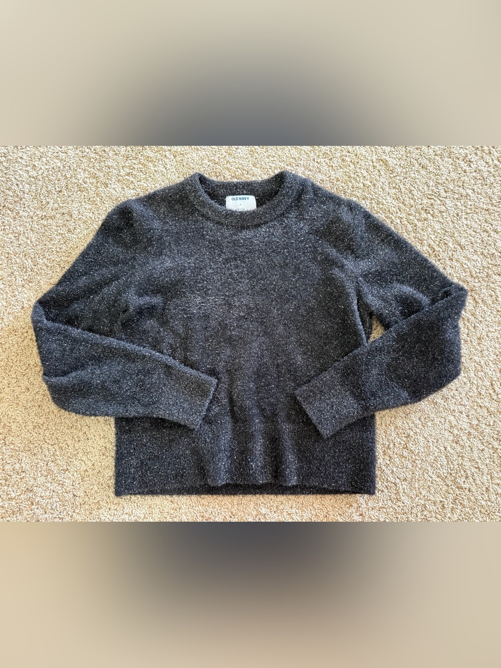 Old Navy Women's Black Crewneck Sweater with Silver Sparkles
